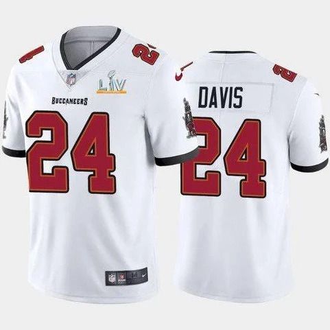 Men Tampa Bay Buccaneers 24 Carlton Davis III Nike White Super Bowl LV Limited NFL Jersey